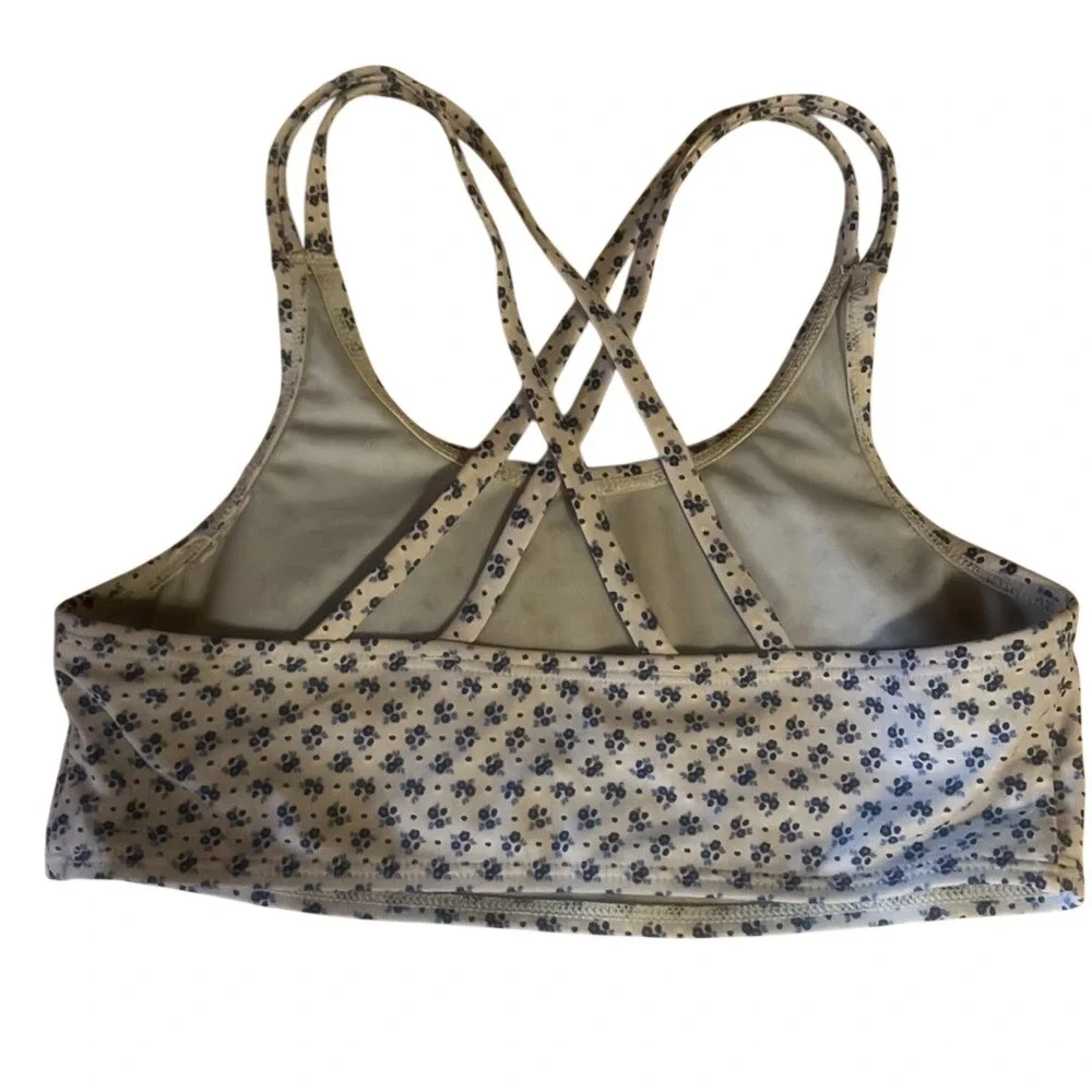 Gap Kids Girls Blue Floral‎ Criss Cross Strappy Sports Bra Bikini Top XL 12
